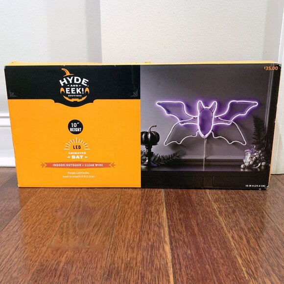 Hyde & Eek! Animated BAT Faux Neon LED Halloween Motion Light Sign NEW 2022 - Picture 1 of 6